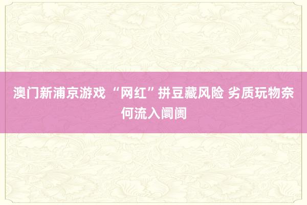 澳门新浦京游戏 “网红”拼豆藏风险 劣质玩物奈何流入阛阓