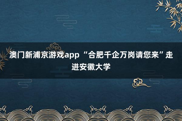 澳门新浦京游戏app “合肥千企万岗请您来”走进安徽大学
