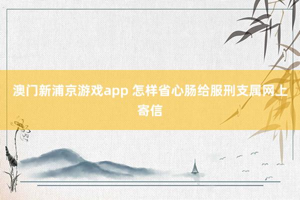 澳门新浦京游戏app 怎样省心肠给服刑支属网上寄信