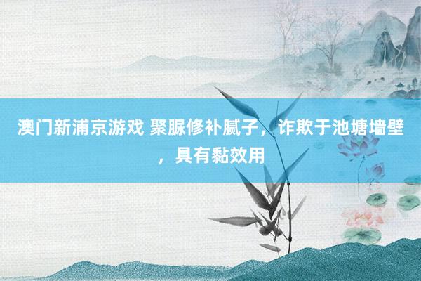 澳门新浦京游戏 聚脲修补腻子，诈欺于池塘墙壁，具有黏效用