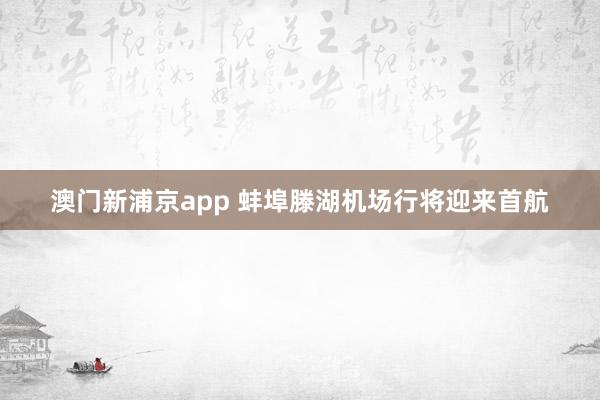 澳门新浦京app 蚌埠滕湖机场行将迎来首航