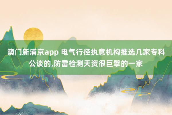 澳门新浦京app 电气行径执意机构推选几家专科公谈的，防雷检测天资很巨擘的一家