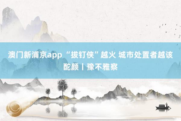 澳门新浦京app “拔钉侠”越火 城市处置者越该酡颜丨豫不雅察