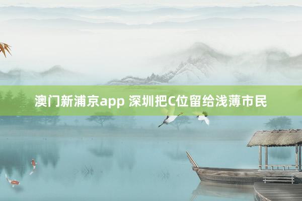澳门新浦京app 深圳把C位留给浅薄市民