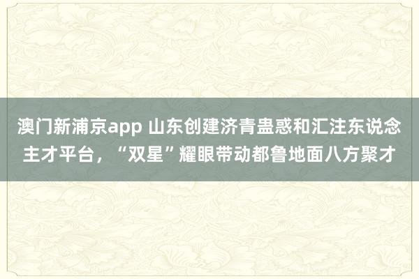 澳门新浦京app 山东创建济青蛊惑和汇注东说念主才平台，“双星”耀眼带动都鲁地面八方聚才