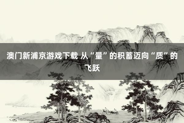 澳门新浦京游戏下载 从“量”的积蓄迈向“质”的飞跃
