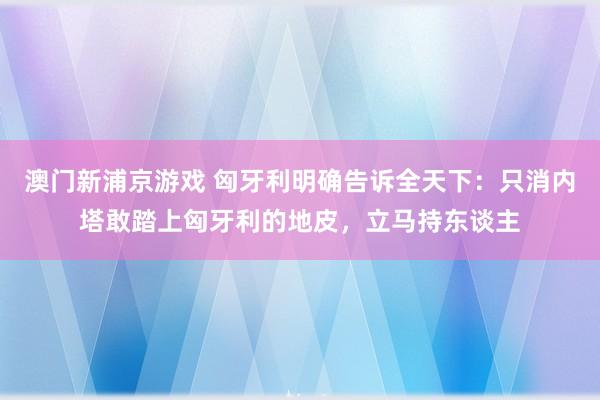 澳门新浦京游戏 匈牙利明确告诉全天下：只消内塔敢踏上匈牙利的地皮，立马持东谈主