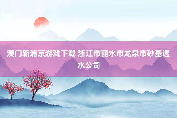 澳门新浦京游戏下载 浙江市丽水市龙泉市砂基透水公司