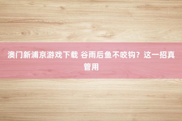 澳门新浦京游戏下载 谷雨后鱼不咬钩？这一招真管用