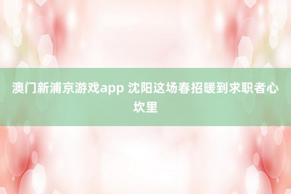 澳门新浦京游戏app 沈阳这场春招暖到求职者心坎里