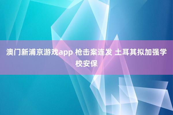 澳门新浦京游戏app 枪击案连发 土耳其拟加强学校安保