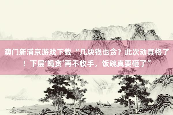 澳门新浦京游戏下载 “几块钱也贪？此次动真格了！下层‘蝇贪’再不收手，饭碗真要砸了”