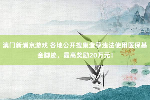 澳门新浦京游戏 各地公开搜集造孽违法使用医保基金脚迹，最高奖励20万元！