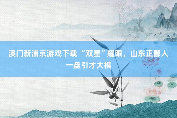 澳门新浦京游戏下载 “双星”耀眼，山东正鄙人一盘引才大棋