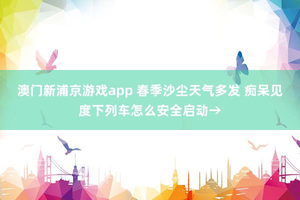澳门新浦京游戏app 春季沙尘天气多发 痴呆见度下列车怎么安全启动→