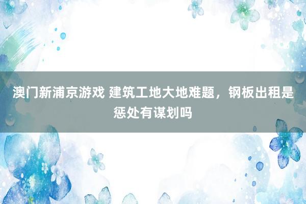 澳门新浦京游戏 建筑工地大地难题，钢板出租是惩处有谋划吗