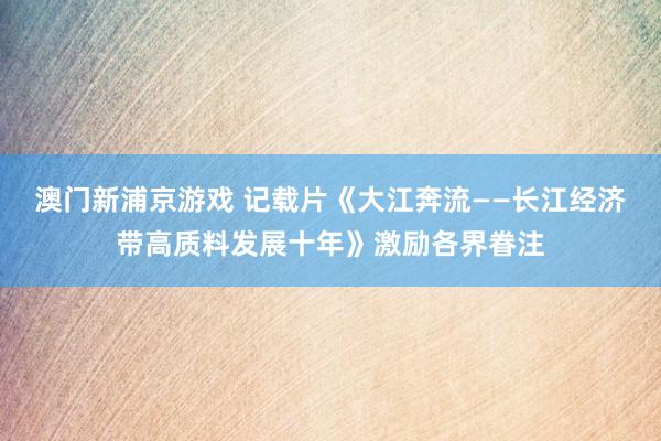 澳门新浦京游戏 记载片《大江奔流——长江经济带高质料发展十年》激励各界眷注