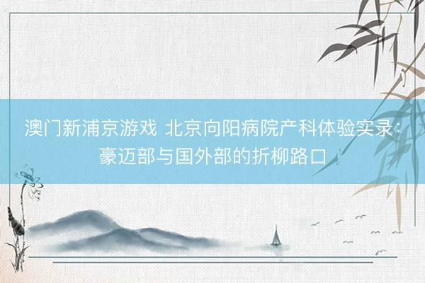 澳门新浦京游戏 北京向阳病院产科体验实录：豪迈部与国外部的折柳路口